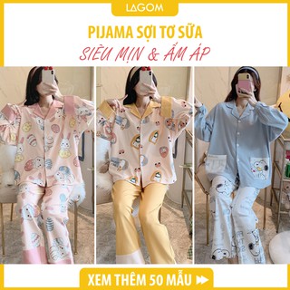 Bộ pijama dài tay nữ cotton thu đông | đồ bộ dài tay nữ
