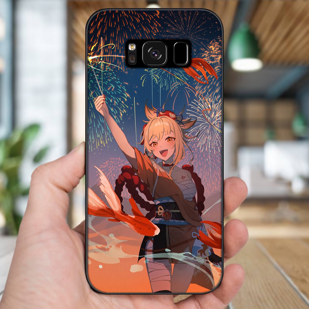Ốp lưng Samsung S8, S8 Plus viền đen in hình Yoimiya Genshin Impact