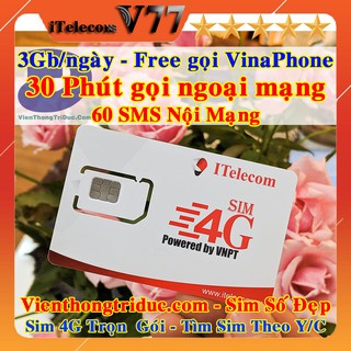 Sim 4G itel Mạng Vinaphone - Data 90Gb/Tháng, Gọi Miễn Phí, Xài thả ga chỉ 77k/tháng, Sim Mạng tốc độ cao giá rẻ