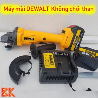 Máy mài dùng pin dewalt 88v không chổi than, máy mài góc lõi đồng gồm 2 pin 10 cell
