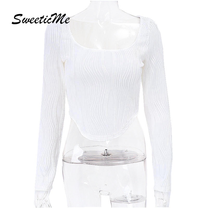 Áo Thun Tay Dài Dáng Ôm Màu Trơn Thời Trang Quyến Rũ Cho Nữ