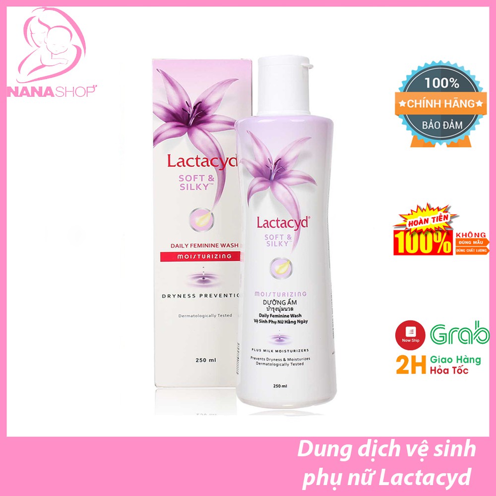 Dung dịch vệ sinh phụ nữ Lactacyd Soft &amp; Silky dưỡng ẩm ngăn ngừa khô ráp