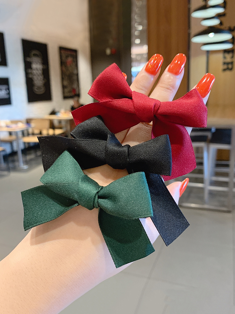 Kẹp Tóc Hình Nơ Vải Satin Phong Cách Retro