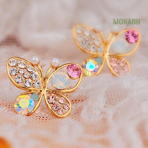 Bông Tai Hình Bướm Rỗng Đính Đá Dễ Thương Thời Trang Cho Nữ