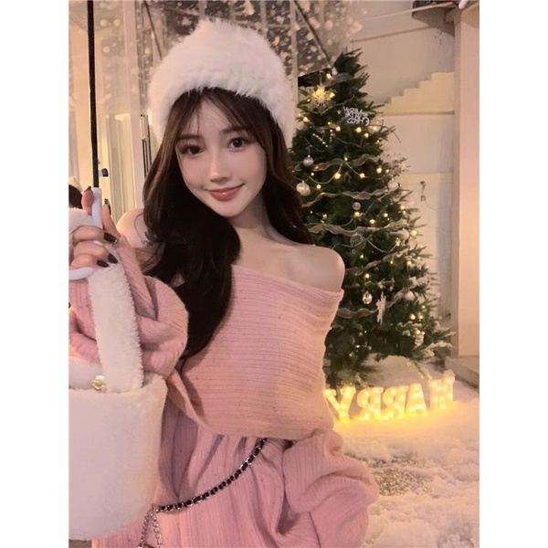 TKLIHN Áo váy len Trễ vai Sang Chảnh ULZZANG Hàn Quốc FASHIONITA 2021