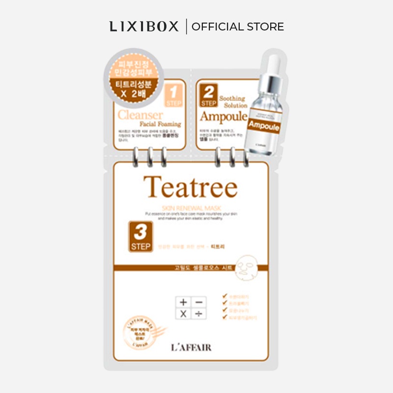 Mặt Nạ 3 Bước Dưỡng Ẩm Cho Da Mụn Rainbow L'affair Teatree Skin Renewal Mask 25ml