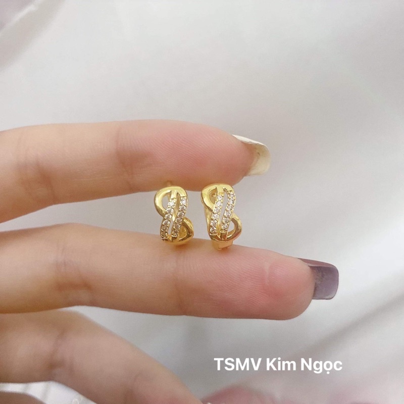 Bông tai vô cực mạ vàng khuyên tròn sang xịn TSMV Kim Ngọc
