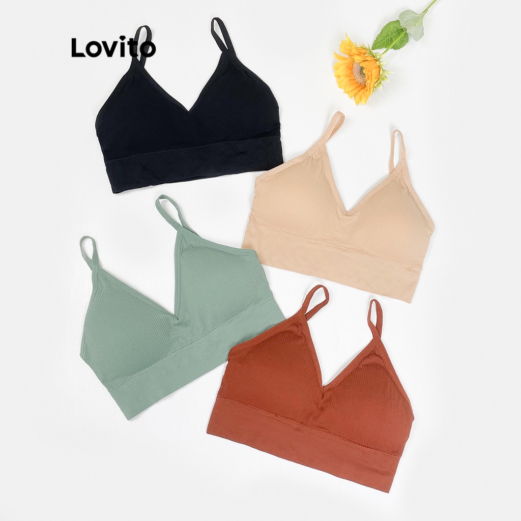 [ Mã 11FASHIONSALE1 giảm 10K đơn 50K ] Áo ngực thể thao Lovito L00002 mềm mại có thể tháo rời màu xanh lá/đen/vàng