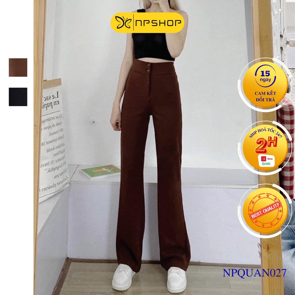Quần tây ống loe nữ dáng dài, quần bas nữ thun co giãn 2 nút NPQUAN027