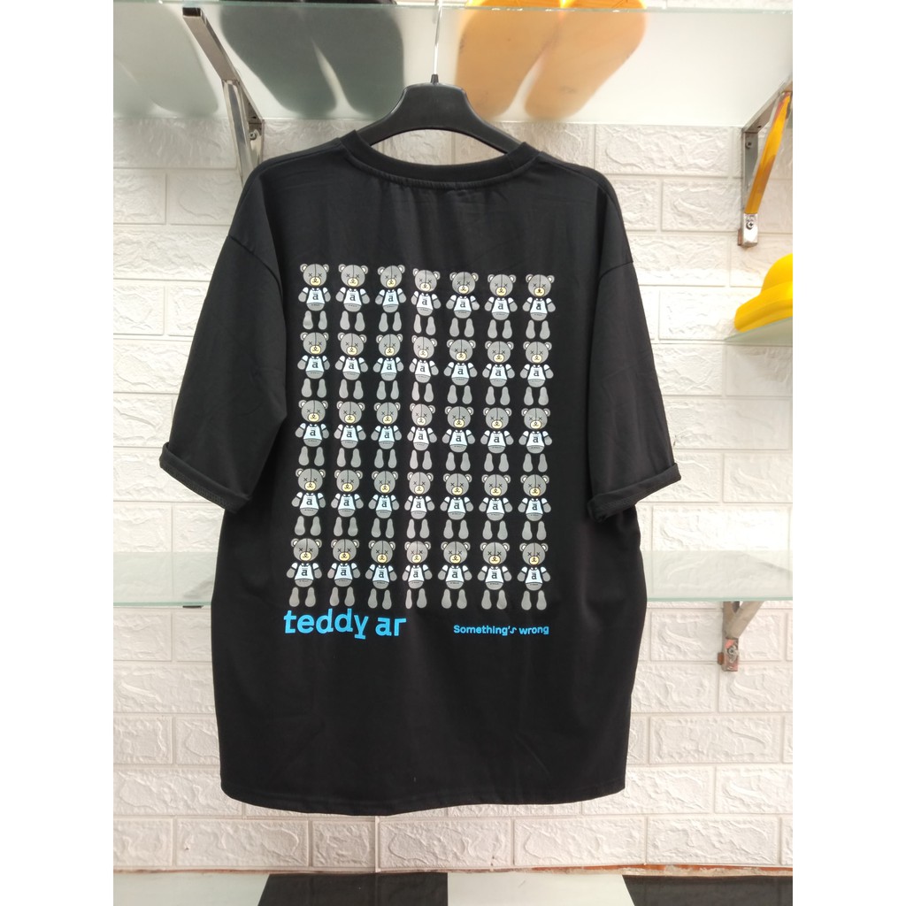 Áo thun Unisex tay lỡ dáng rộng in hình gấu Teddy chất cotton xịn co giãn 4 chiều phong cách Ulzzang | BigBuy360 - bigbuy360.vn