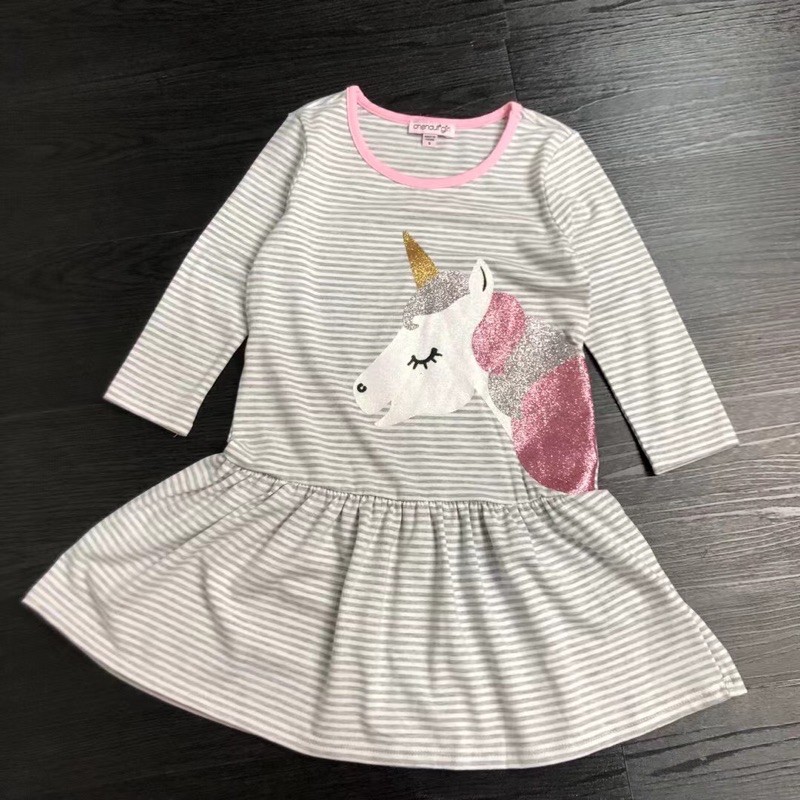 Váy bé gái 2-5 tuổi Váy cotton phong cách đơn giản hoạ tiết pony xuất dư 0521