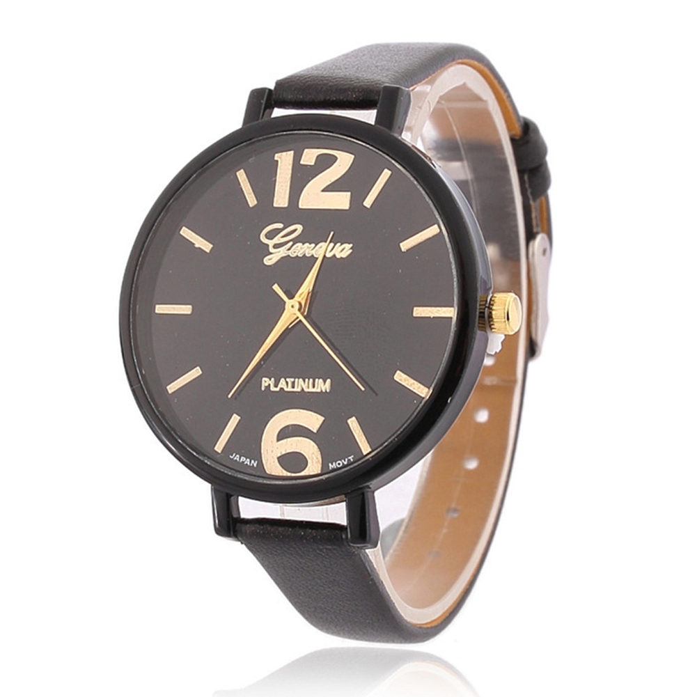 Đồng hồ đeo tay Geneva dây da silicon mặt đá thạch anh tròn thời trang cho nữ