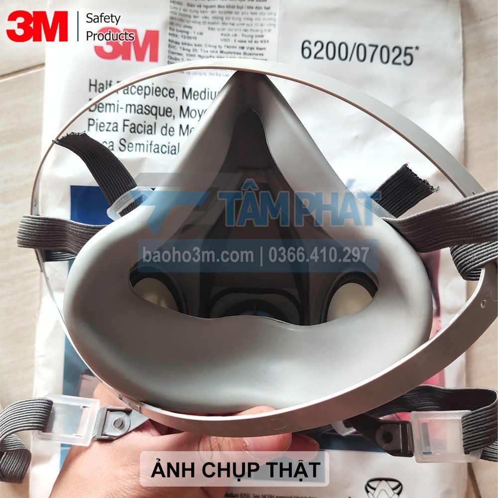 [CHÍNH HÃNG] Mặt nạ phòng độc 3M 6200 + 2 phin lọc 3M 6001CN + bông lọc 3M 5N11CN + nắp 3M 501