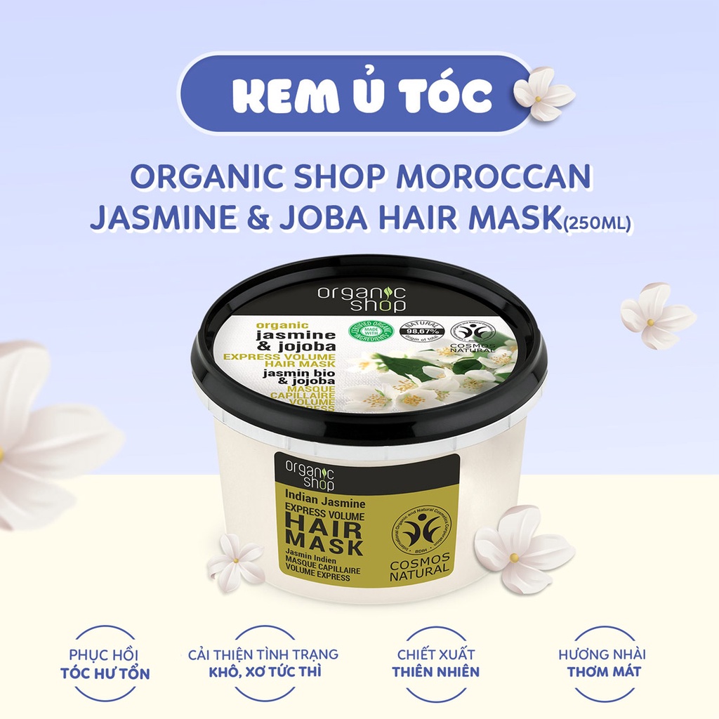 Kem ủ tóc phục hồi hư tổn Bơ Mật ong Organic Shop Hair Mask Honey & Avocado 250ml