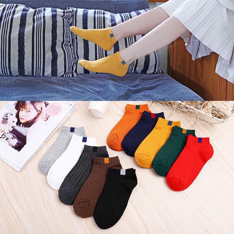 [RẺ VÔ ĐỊCH] Túi 10 đôi tất chân vintage cổ ngắn chất len gân đẹp nhiều màu Hàn Quốc