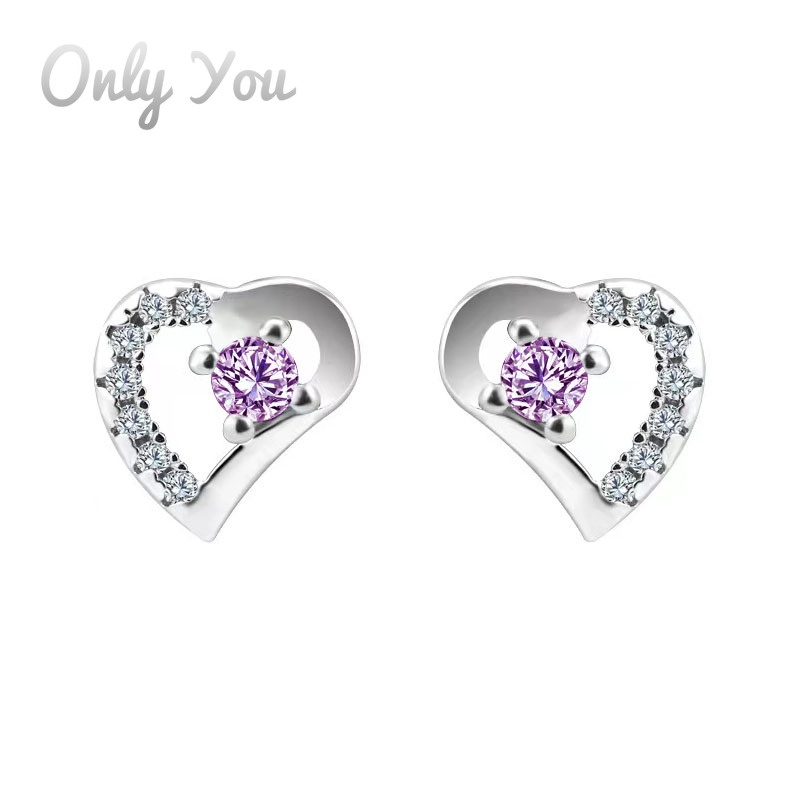 Only You S925 Bộ Khuyên Tai Bạc Đính Đá Zircon Đơn Giản Và Nhẹ Sang Trọng Chống Dị Ứng AAA Bán Sỉ