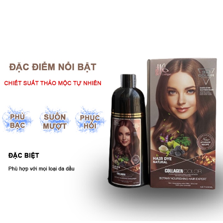 Dầu gội phủ bạc đen tóc ĐL COLLAGEN 500ml chính hãng