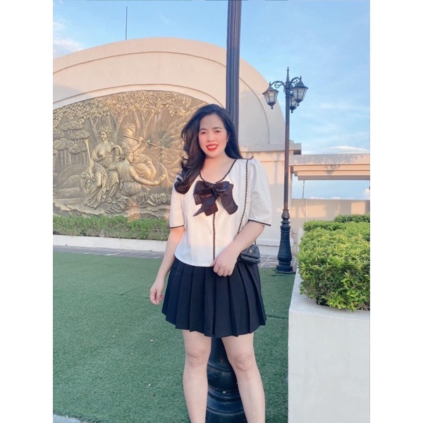 Bigsize 55-95kg sét áo nơ phối chân váy