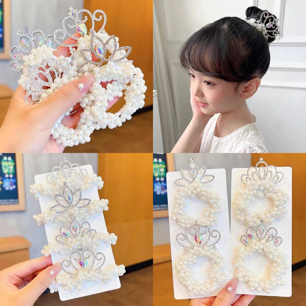 Cài Tóc Hình Vương Miện Màu Trắng Thời Trang Mùa Hè Cho Bé Gái