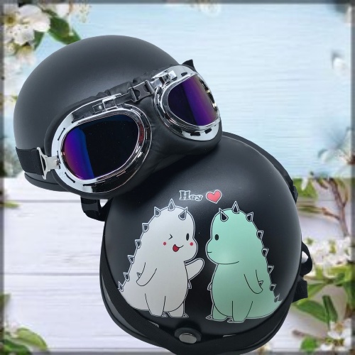 Mũ Bảo Hiểm Nửa Đâu Tem Khủng Long Được Chọn Phụ Kiện Khi Mua