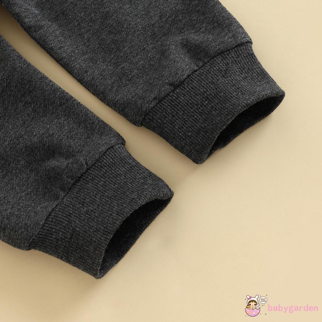 Bộ Áo Thun Tay Dài Cổ Tròn In Chữ + Quần Dài Buộc Dây Thời Trang Cho Bé Trai 0-3 Tuổi