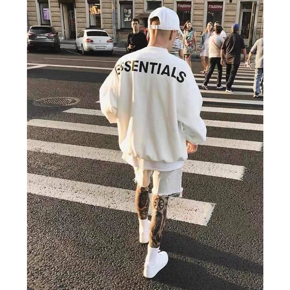 Áo nỉ da cá Essentials in lưng , áo dáng rộng unisex , Cocmer_vn