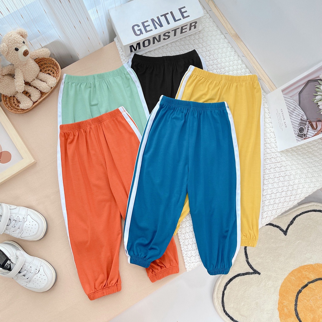 [SALE] Quần Thun Lạnh Sọc Bé Trai, Bé Gái Minky Mom Dáng Thể Thao, Quần Dài Cho Bé Mặc Đi Học MKMQTD2201