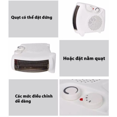 Quạt sưởi ấm đa năng 1 chiều tiết kiệm điện - máy sưởi ấm mini công suất 500W làm nóng nhanh trong 3s