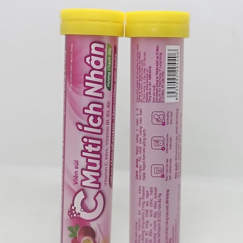 Viên sủi C Multi Ích Nhân tuýp 16 viên - Bổ sung vitamin C, kẽm - Tăng cường sức đề kháng