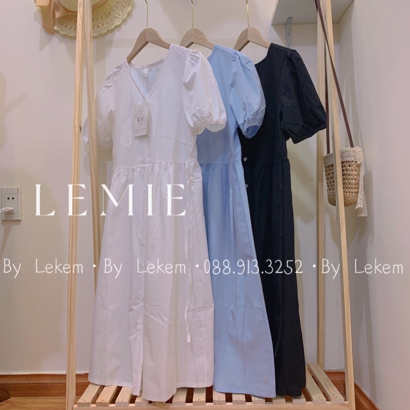 Váy Thô Cổ V Ulzzang Hàng Quảng Châu 🦋 - Đầm vintage Phối Cúc Ảnh Thật Video Shop Tự chụp Lekemqc ❤️