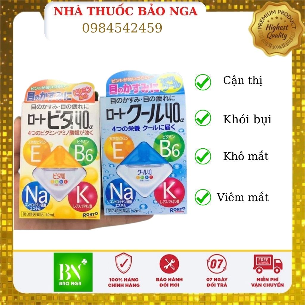 Nước nhỏ mắt ROHTO Nhật, Nhỏ mắt ROHTO vita 40 Nhật Bản 12ml
