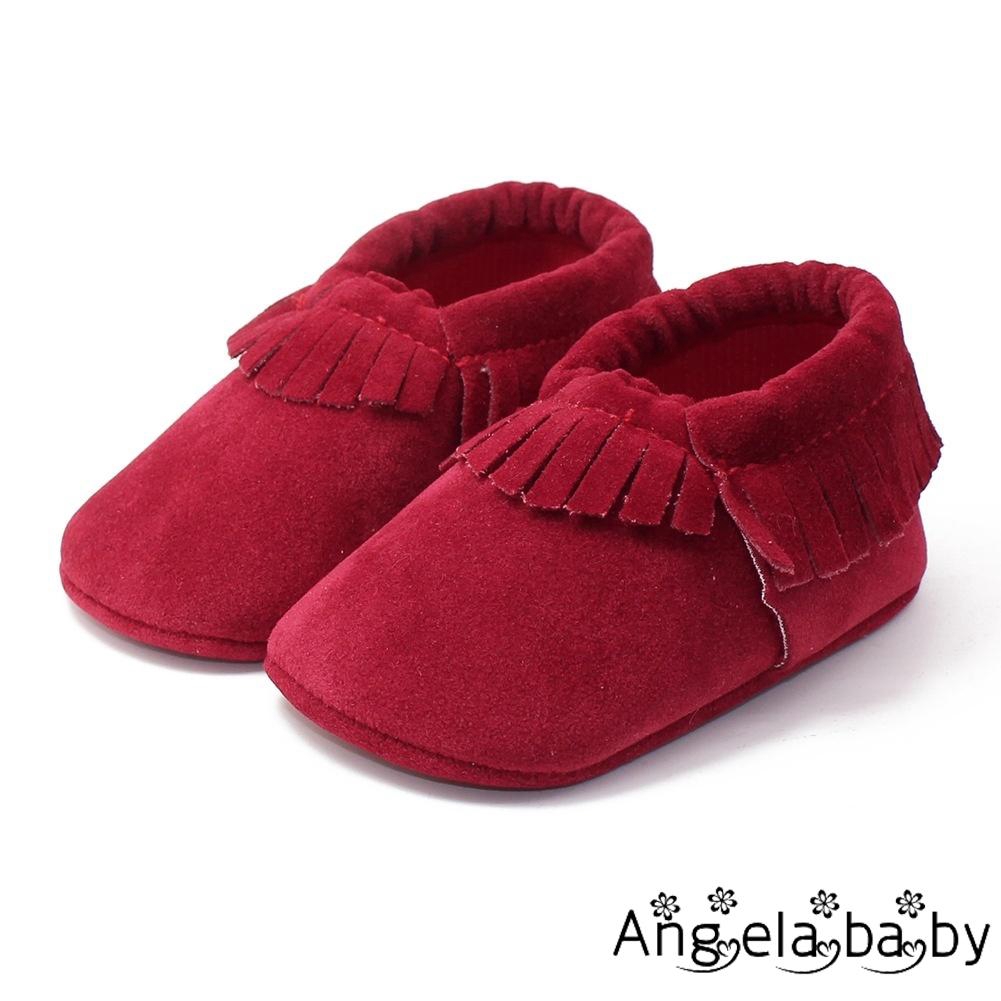 IAA-Baby Kids Fringe Soft Sole Moccasin Boys Girls Toddler Suede Leather Crib