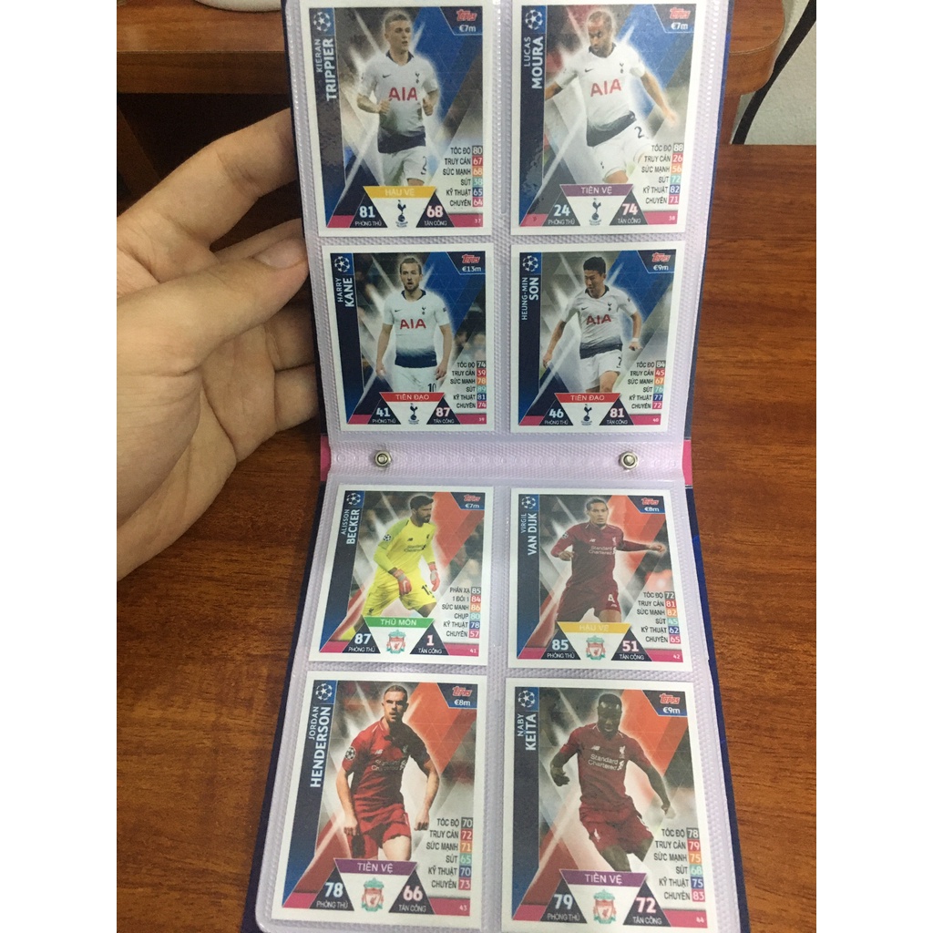 Bộ Sưu Tập 72 Thẻ Cầu In Album Match Attax 2018-19 Cúp Châu Âu