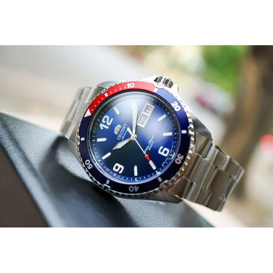 Đồng hồ nam Orient MAKO II Pepsi FAA02009D9 - Máy Automatic - Kính khoáng cứng - Vỏ Dây thép không gỉ