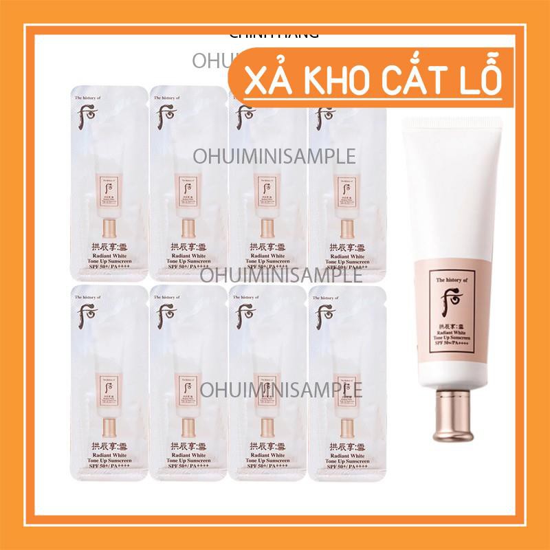 Gói kem chống nắng dưỡng trắng nâng tone da trắng hồng Whoo Radiant White Tone Up Sunscreen