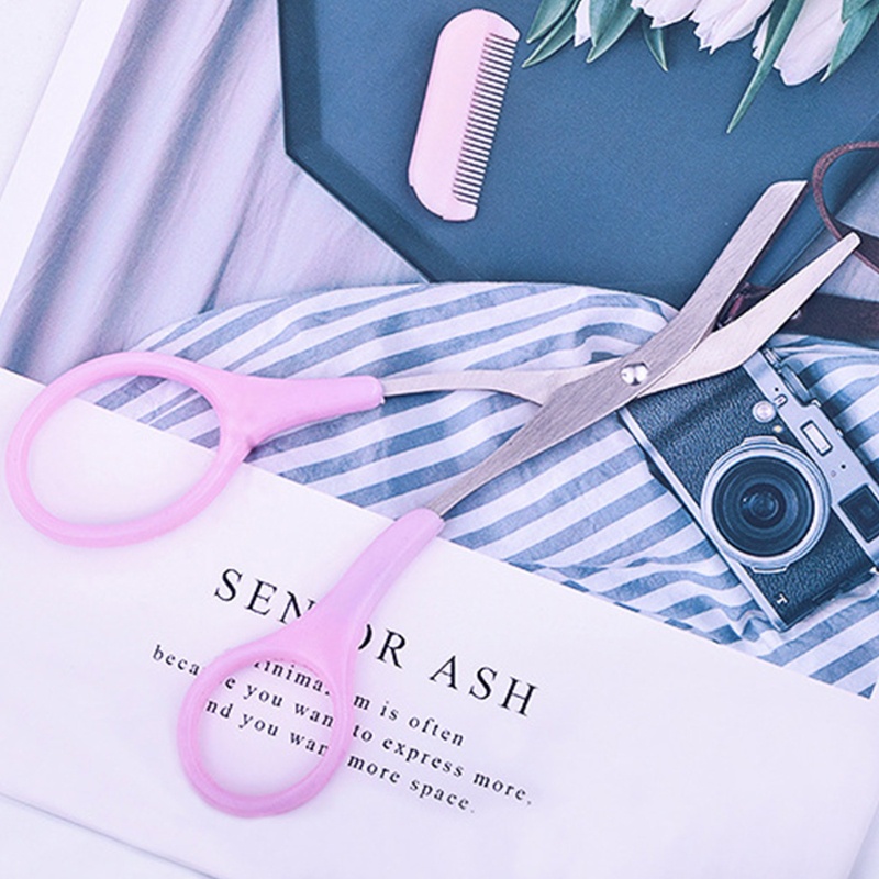 [Hàng mới về] Bộ dụng kéo tỉa lông mày tích hợp lược chải bằng thép không gỉ thiết kế tiện dụng