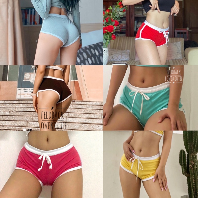 Quần Booty Short ngắn viền trắng ôm mông có size từ 40-70kg LOVEKIUTEE