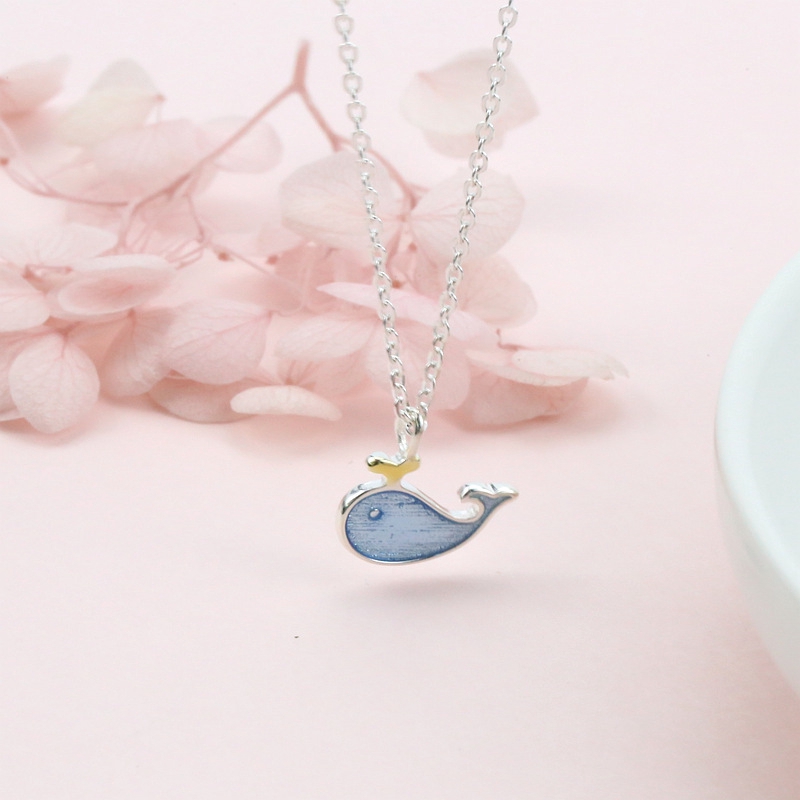 Vòng cổ mặt hình cá heo đáng yêu Silver Necklace Whale Pendant Women Choker Necklaces | BigBuy360 - bigbuy360.vn