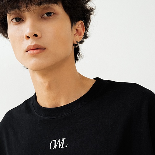 Áo thun Owlbrand thêu logo /Đen
