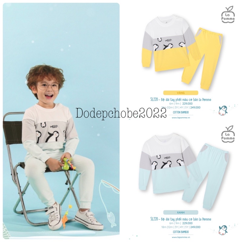 SL220 Bộ dài tay phối màu cơ bản La Pomme chất liệu bamboo cotton mềm mịn thoáng mát