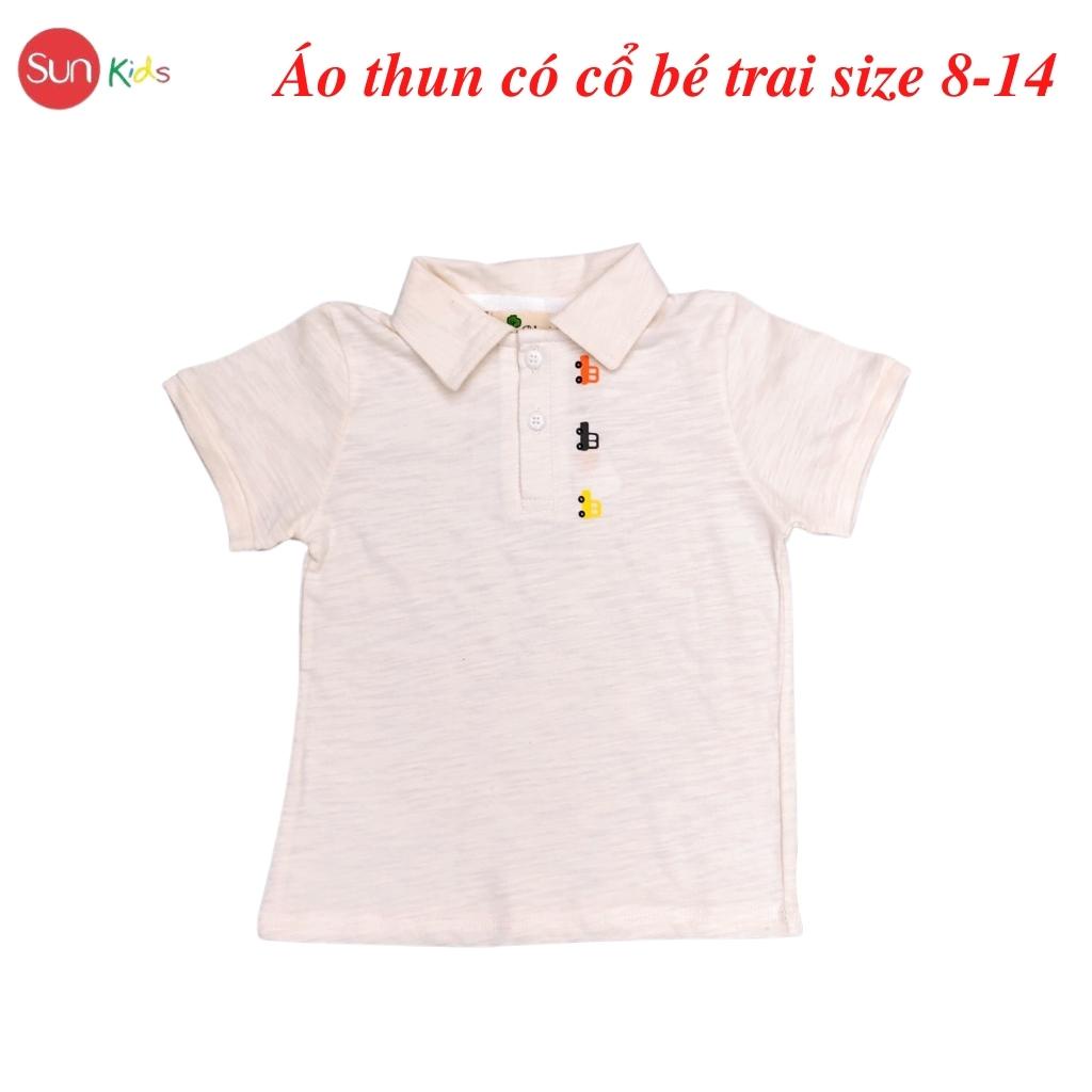 Áo thun bé trai, áo phông bé trai có cổ, size 8-12, chất cotton mềm mát - SUNKIDS