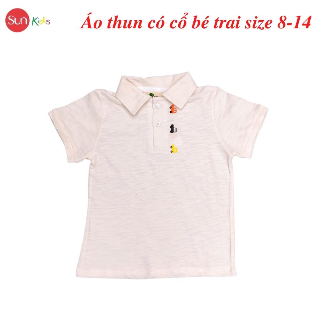 Áo thun bé trai, áo phông bé trai có cổ, size 8-12, chất cotton mềm mát - SUNKIDS