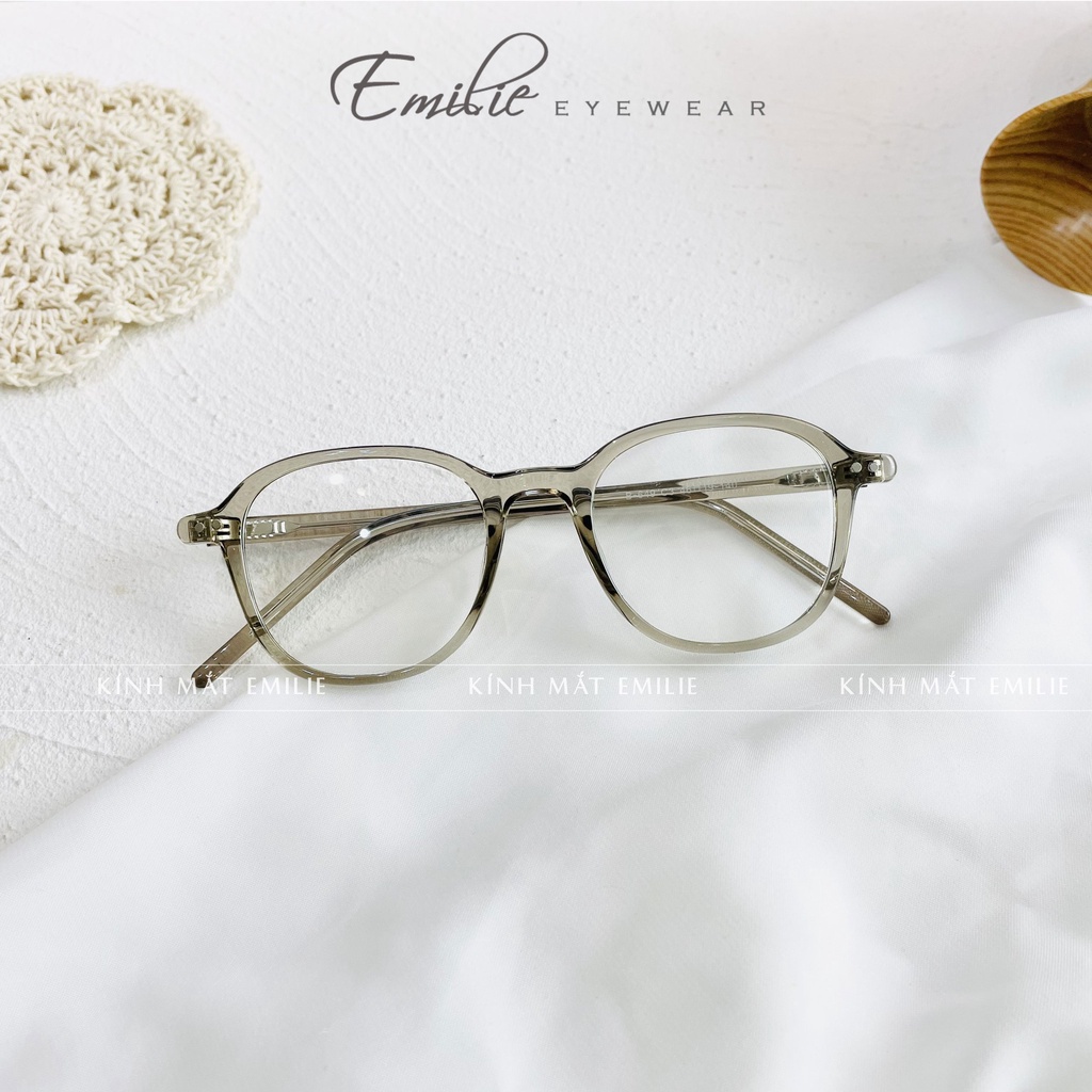 Gọng kính tròn nhựa dẻo cốt kim loại mảnh nhẹ Kính mắt Emilie phụ kiện thời trang 649