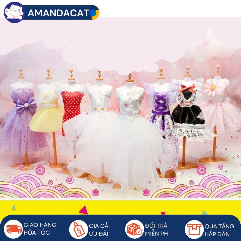Bộ đồ chơi thiết kế thời trang, May váy công chúa nhiều màu sắc cho bé giúp phát triển tư duy sáng tạo