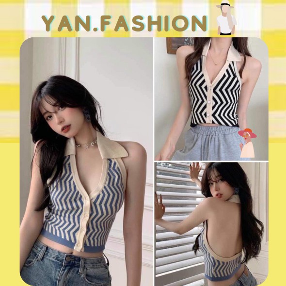 Áo Croptop Họa Tiết Vằn Freesize Xanh Đen Form Ôm Hàn Quốc Chất Thun Co Giãn Hở Lưng Sexy Siêu rẻ