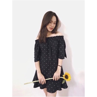 Váy xuông trễ vai form thoải mái ulzzang