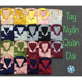 Đồ bộ lụa phối pijama - tay cộc quần dài
