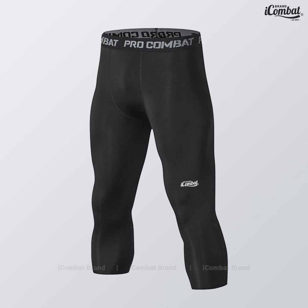Quần legging lửng Pro Combat Coolmax® ¾ quần thể thao nam ngắn 3/4 full đen