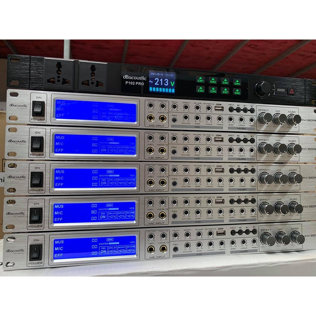 Vang cơ lai số Dbacoustic KM330 Pro, Echo và Reverb mượt mà, Chống hú tốt, Bluetooth 5.0 và Optical