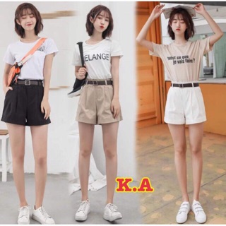 Quần đùi kaki kèm thắt lưng-quần short lưng thun cá tính dễ phối đồ